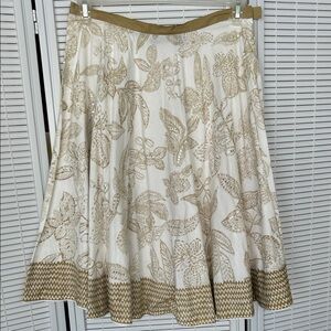 a.n.a Beige and White Floral A-Line Skirt